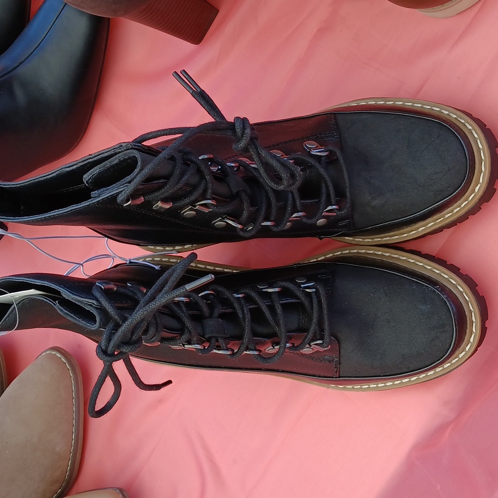Boots girl black 2.5 inch heel lace up